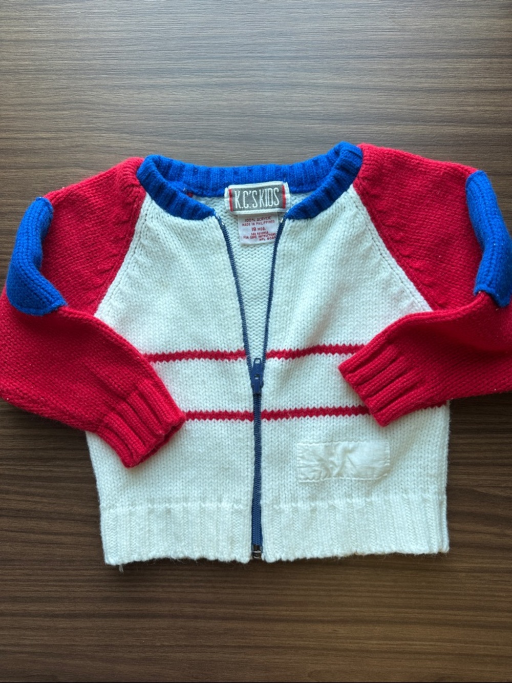Vintage Kids Red, White & Blue Zip Sweater